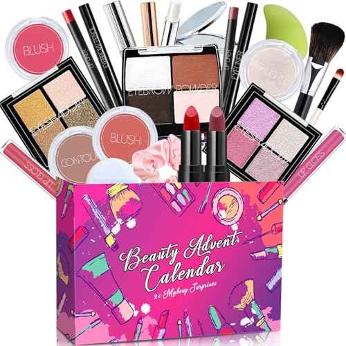 Makeup Advent Calendar 2025 Teen Girls Women Beauty Countdown Calendar Christmas Gifts for Women Teen Girl Trendy Stuff Unique Make up Set Gifts Mascara Lipstick Blush Eyebrow Gel Eyeshadow