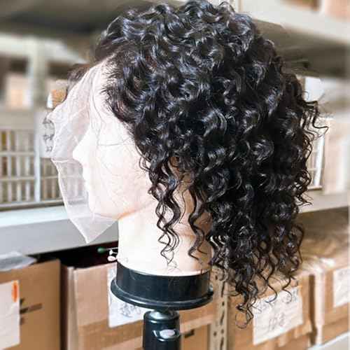 Hair Full Lace Wigs Human Hair Wet Curly Full Lace Human Hair Wigs for Women Deep Wave HD Transparent Pre Plucked Bleached Knots With Baby Hair 7 Inch