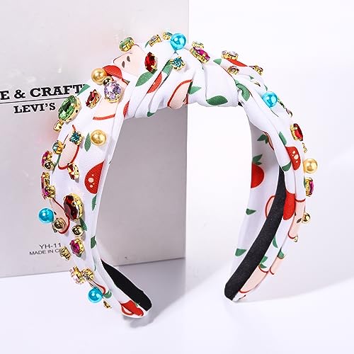 NVENF Teacher Headband for Women Teacher Accessories Crystal Pearl Knotted Headband Rhinestone Beaded Embellished Top Knot Headband Back To School Outfits Teacher Appreciation Gifts (Style A)