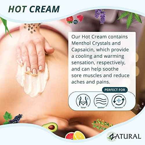 Zatural Hot Cream Muscle Rub Slimming Cream Body Wraps Belly and Skin Firming Professional Therapeutic Grade-Doctor Formulated (32 Ounce)