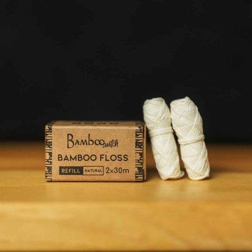 Bamboo White Dental Floss Refills (8 Spools), Eco-Friendly, Mint Bamboo Fiber, Vegan, Plastic-Free