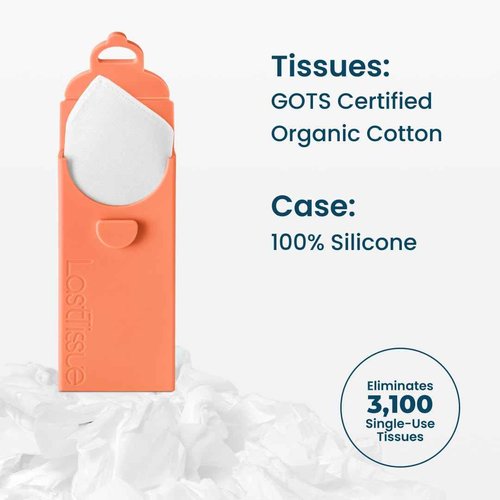 LastTissue® Reusable Cotton Tissue Pack – Sustainable, Durable, Eco-Conscious, Portable & Washable Facial Tissues for Men and Women with Travel Handkerchief Storage Case