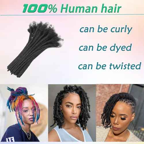 Loc Extension Human Hair 6 Inch 70 Strands Human Hair Loc Extensions Permanent Dreadlock Extensions for Women Men (Width 0.4cm #1B)
