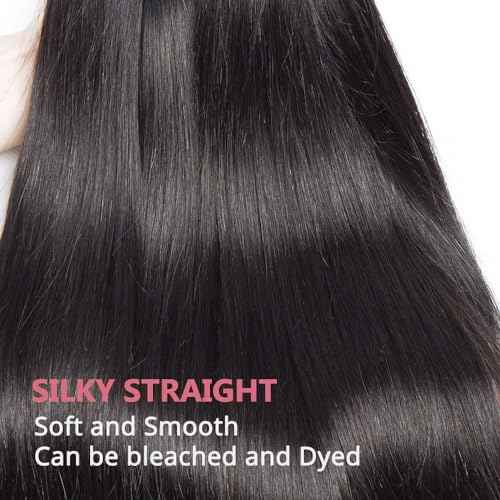 Human Hair Bundles Straight Bundles Human Hair 20 20 20 Inch 100% Unprocessed Brazilia Virgin Hair Double Weft Weave Deals Natural Black - 3 Pack, Style Keep Texture Silky Soft, Hair Extension