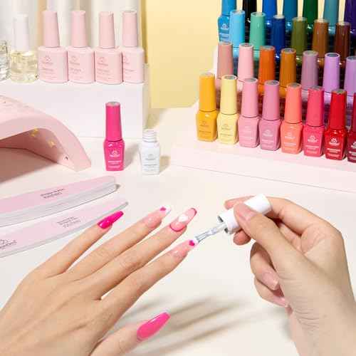Beetles Winter Gel Polish Set ? 36 Color Yellow Brown Pink Red Gel Polish Kit with Base Coat Glossy Matte Glitter Top Coat Soak Off UV LED Gel for Nail Art Manicure Salon DIY Gift for Women
