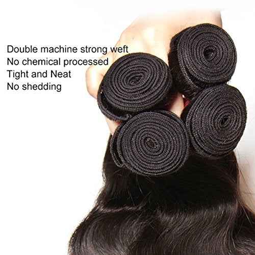 Beauty Forever Indian Body Wave Hair 3 Bundles Hair Extensions 100% Unprocessed Human Virgin Hair Weaves Natural Color 95-100g/pc (8 10 12)