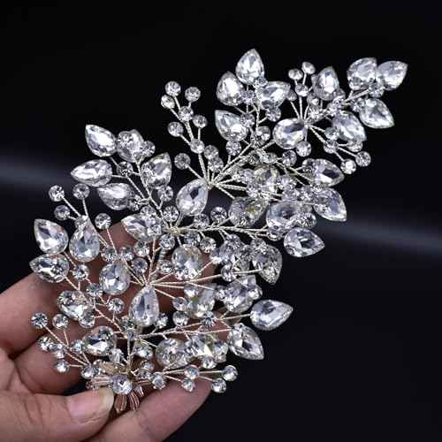 Wedding Hair Pieces for Brides, Rhinestone Bride Headpiece, Handmade Bridal Hair Accessories