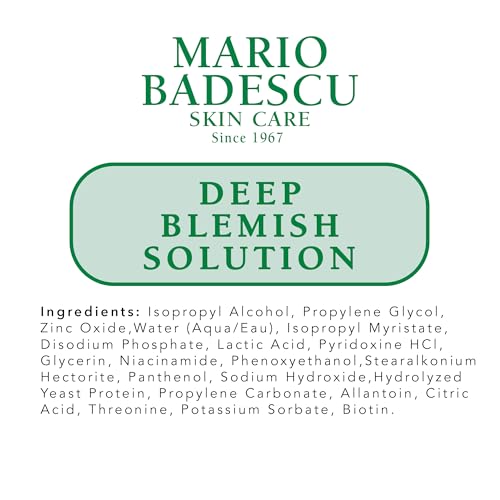Mario Badescu Deep Blemish Solution, Spot Treatment for Face with Potent Zinc Oxide, Niacinamide and B Vitamins Overnight Treatment Serum that Targets Large Blemishes Under the Skin