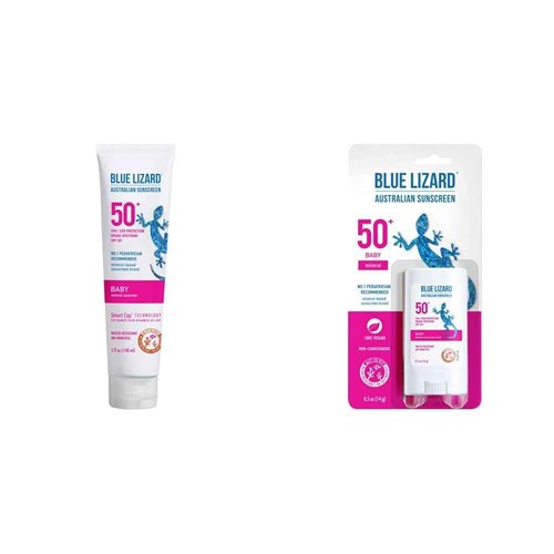 Bundle of Blue Lizard BABY Mineral Sunscreen with Zinc Oxide, SPF 50+, 5 oz. Tube + Blue Lizard BABY Mineral Sunscreen Stick with Zinc Oxide, SPF 50+