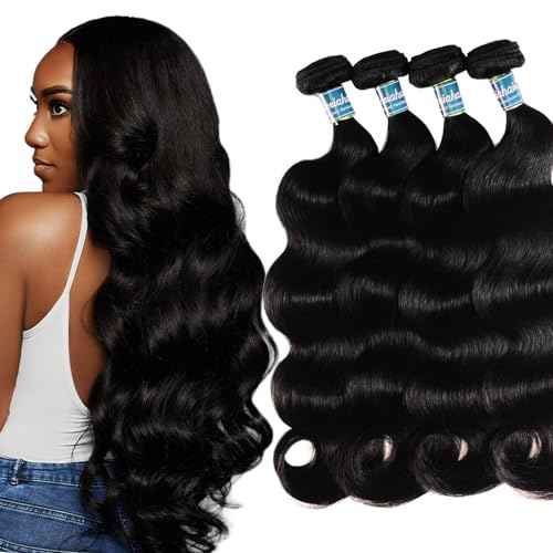 Body Wave 12A Human Hair Bundles 12 14 16 Inch Body Wave Bundles Human Hair 100% Unprocessed Virgin Hair Extensions Raw Quick Weave Extensions Natural Black