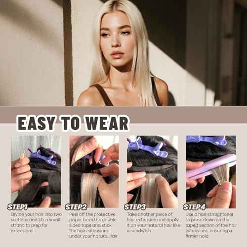 Tape in Hair Extensions Human Hair 24 Inch 50g 20Pcs Remy Human Hair Extensions Invisible Straight Seamless Tape in Extensions (24in, 50g, #60)