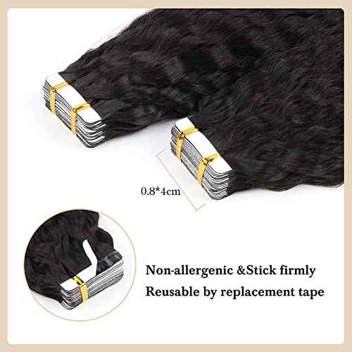 Lovrio Kinky Straight Tape ins Human Hair 100 Gram 40 Pcs Thick Full Ends Tape ins for Black Women Hair Extensions 24 Inches