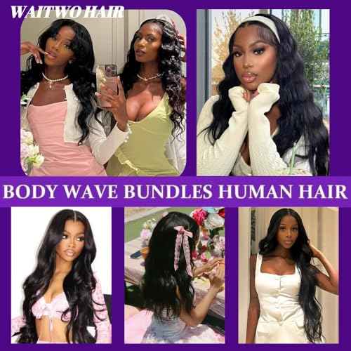 12A Human Hair Bundles 20 20 20 Inch Body Wave Bundles Human Hair 100% Unprocessed Brazilian Virgin Weave 3 Bundle for Women Natural Black Wet and Wavy Human Hair Extensions