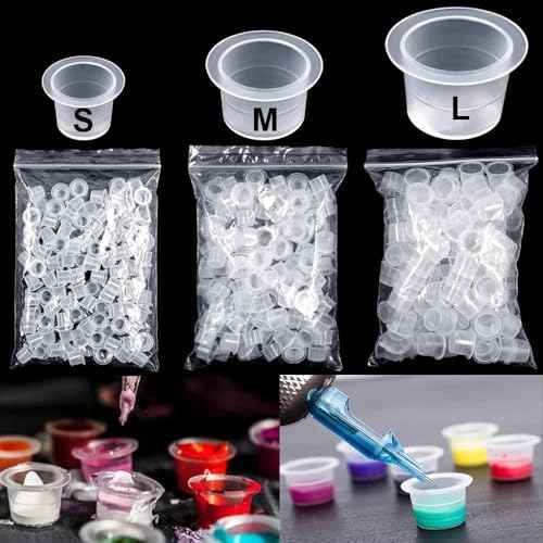 Yuelong 1003pcs Tattoo Ink Caps Holder Kit - 1000pcs Mixed Tattoo Cups with 3pcs Ink Caps Holders Color Pigment Cap Set for Tattooing Permanent Makeup Container Cap Tattoo Supplies