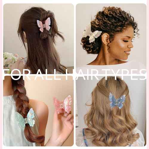 Butterfly Hair Clips 2.6 inch Medium Cute Hair Claw Clips for Women Girls Styling - 3 Pack (Blue + Yellow + Pink)