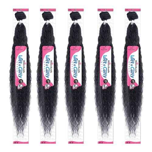 Mayde Beauty Bloom Bundle Weaving WET & CURLY 001 36" (5 Pack, 1B Off Black)