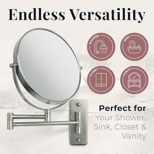 Zadro Two Sided Dual Arm Wall Mount Mirror, Satin Nickel, 5X-1X