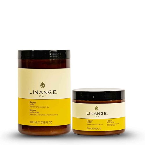 Linange Repair Mask with Shea Butter & Coconut Oil 500ml/16.9 oz - Free Starry Lip Plumping Gloss 10ml