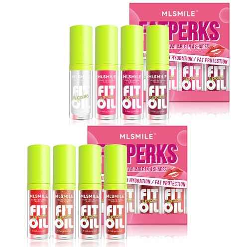 VolksRose 8pcs Lip Gloss Oil Set, Flavored Hydrating Lip Glow Oil, Lipgloss Lipoil Set for Women Girls Teens, Tinted Plumping Lip Gloss Packs, Fat Lip Oil Lip Balm for Dry Lips Nourishing
