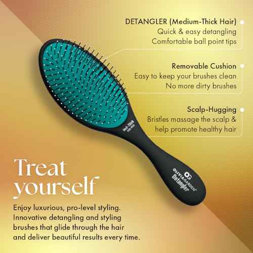 Olivia Garden OG Detangler Brush ? Removable Cushion, Gentle Scalp Massage & Detangling for Wet or Dry, Medium to Thick Hair