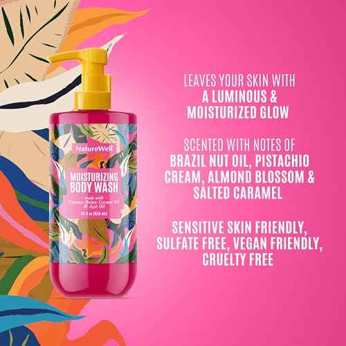NATURE WELL Cheeky Moisturizing Body Wash, Creamy Formula Infused with Cupua?u Butter, Provides Gentle Cleansing & Intense Hydration, Deliciously Sweet & Warm Brazilian Nut Oil Scent, 33 oz