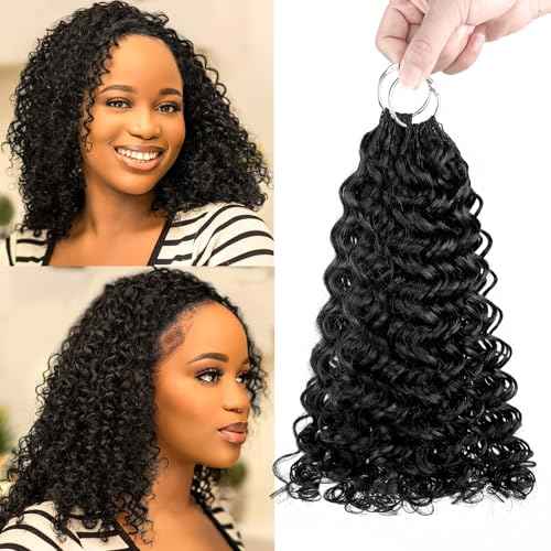Human Crochet Hair Knotless Pre Separated Crochet Bulk Braids Feather Crochet Hair Gogo Curly Natural Black Invisiable Knot Hair Extensions For Women Girl 120g 100 Strands