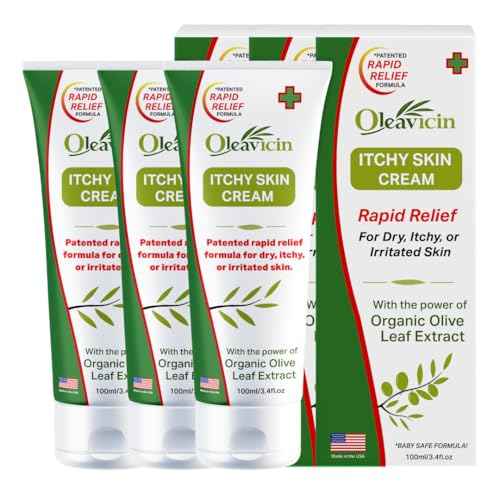 Oleavicin Extra Strength Anti-Itch Cream (3 Pack) for Dry, Itchy Skin Relief ? Natural Fungal & Rash Treatment with Olive Leaf Extract ? Fast-Acting, Long-Lasting Itch Relief