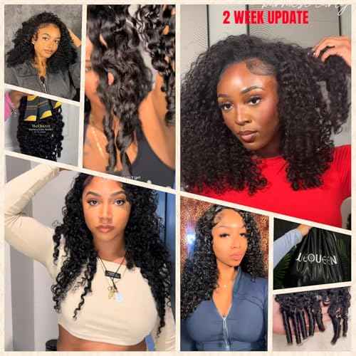 Wequeen 16A Burmese Curly Human Hair Bundles 24 Inch 100% Unprocessed Brazilian Virgin Hair Quick Weave Bundles Human Hair Extensions Real Human Hair, Natural Black