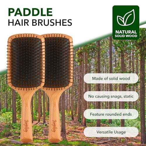 Hair brush for Men and women,Wet Brush with Wooden Handle, Curly Hair brush, Air Cushion Brush, Wooden Paddle for Thick/Thin/Fine, Wet & Dry Styling, Square Large brush