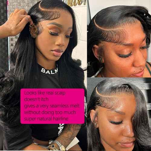SIFULAN 13x4 Body Wave Lace Front Wig Human Hair 180% Density HD Transparent Lace Front Wig Pre Plucked Body Wave Frontal Wigs Human Hair for Black Women 30 inch Glueless Wig Natural Color