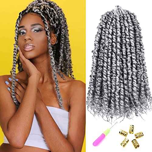12 Inch Passion Twist Crochet Hair for Black Women 8 Packs Pre-twisted Passion Twists Pre-looped Crochet Braids Hair Bohemian Twists Synthetic Braiding Hair Extensions (12Strands/Pack,TGrey#)