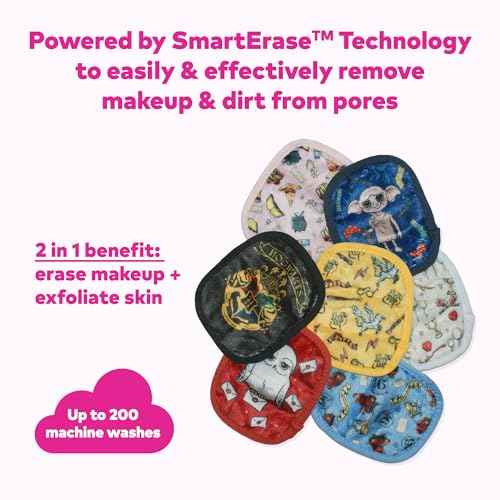 Makeup Eraser, 7-Day Set, Erase All Makeup with Just Water, Including Waterproof Mascara, Eyeliner, Foundation, Lipstick, Sunscreen, and More Harry Potter, 7ct