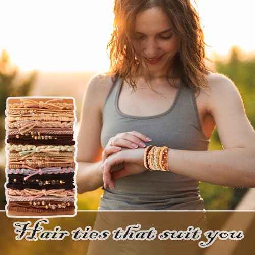20 PCS Boho Hair Ties, Bracelets Hair Ties for Thick or Thin Hair, Ponytail Holders, 2.5¡¯¡¯ Hair Ties No-Damage