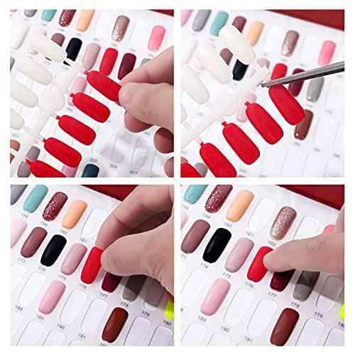 NMKL38 Luxury 308 Nail Color Chart Poly Nail UV Gel Polish Display Book with 360 Fake Nail Tips for Nail Art Salon Durable