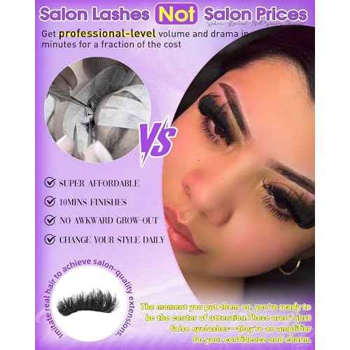 Fluffy Lash Clusters 260D+280D+300D Volume Eyelash Clusters Extensions D Curly Lashes Clusters 14-24MM Mink Cluster Lashes Spike Individual Lashes Full Lash Extension Mink Cluster Eyelash