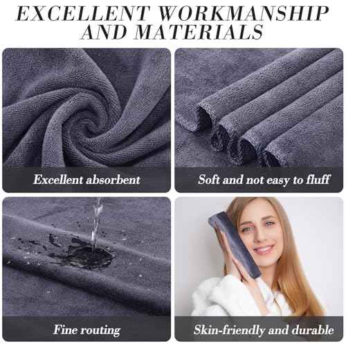 Shimeyao Bleach Proof Towels Microfiber Absorbent Resistant Hair Hand Towels Bulk Quick Dry for Barber Gym Bath Spa Shaving(50 Pack,Grey,Classic)
