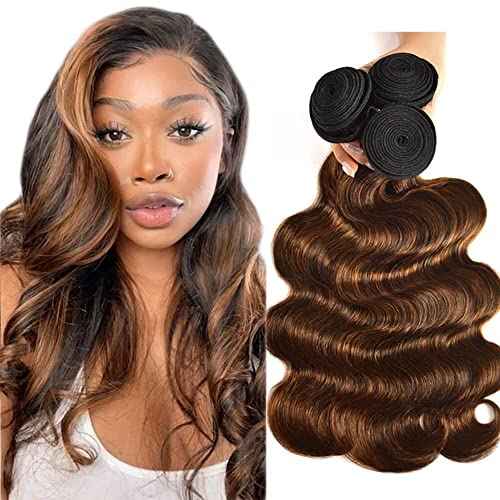 Human Hair Bundles 8 10 12 Inch Chocolate Brown P4/30 Body Wave Bundles Human Hair 100% Unprocessed Soft Sewn In Hair for Black Women with Double Weft