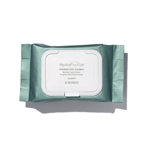 HydroPeptide HydroActive Cleanse, Micellar Facial Cloths, Gently Cleanses Skin, Hydrating and Nourishing, 30 Count
