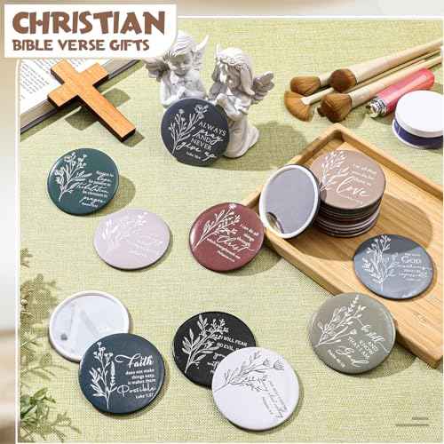 40 Pcs Christian Compact Mirrors for Women Inspirational Bible Verse Scripture Pocket Mirrors Bulk Mini Purse Makeup Mirror for Grandma Pastor's Wife Christmas Thanksgiving Church Party Favor
