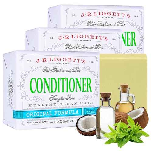 J¡¤R¡¤LIGGETT'S Conditioner Bar - Original Formula, All Natural Hair Conditioner with Coconut Oil & Cocoa Butter - Sulfate Free, Gmo Free, Plant-Based Ingredients for Soft & Smooth Hair, 1.75oz - 3 Pack