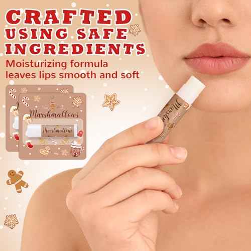24 Pcs Christmas Hot Cocoa Lip Balms Bulk Christmas Party Stocking Stuffers Hot Chocolate Flavor Coffee Gift Supplies for Travel Lipstick Winter Birthday Party Favors