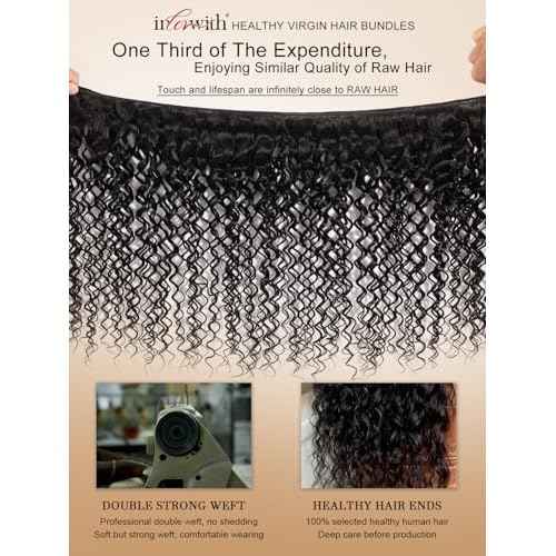 inlovwith Deep Wave Bundles Human Hair, Selected Healthy Curly Human Hair Bundles 100% Unprocessed Brazilian Virgin Hair Wet and Wavy (3 Bundles, 18 20 22 Inches)