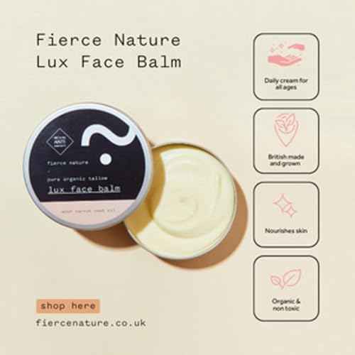 fierce nature Luxe Face Balm with Carrot Seed Oil, Pure Tallow Balm as Vitamin-Rich Natural Face Moisturizer, Men and Women¡¯s Cleansing Balm for Face and Body, Unscented, 100g