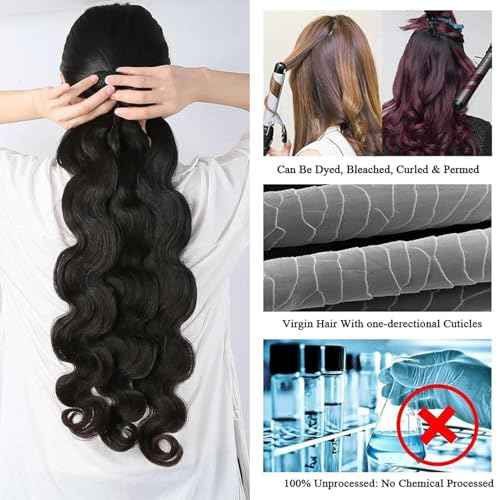 Beautymoon Brazilian Human Hair Weave 3 Bundles Body Wave 12 14 16 Inch 100% Unprocessed Virgin Hair Extensions Tangle-Free Natural Color for Black Women