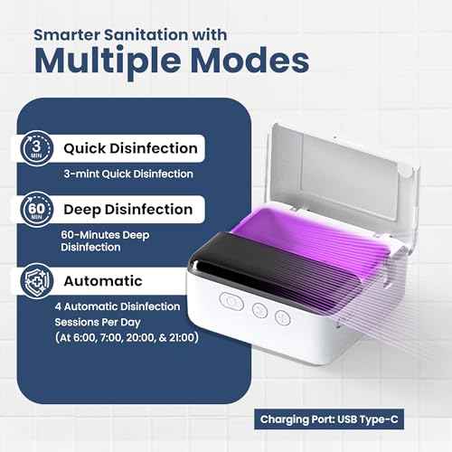 UV Toothbrush Sanitizer Holder & Cleaner with LED Clock Display & Hot Air Drying ? Wall-Mounted UV Tooth Brush Holder for Bathroom Decor, Travel Use, Rechargeable Portable Design, Fits All Brushes