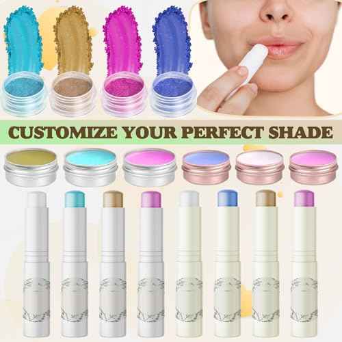Thaluna Lip Balm Making Kit- Shea Butter Make Your Own Lip Balm for Adults, Moisturizing DIY Lip Gloss Kit with Beeswax, Sweet Almond Oil, Essential Oil, Empty Tubes, Christmas Gift for Girls & Women