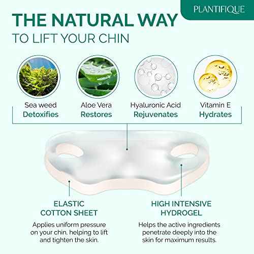 PLANTIFIQUE V-Line Collagen Mask for face 20 PCS | Chin Strap for Women & Men | V Line Lifting Mask with Collagen and Hyaluronic Acid V Shape Face Tape Chin | Skin Firming