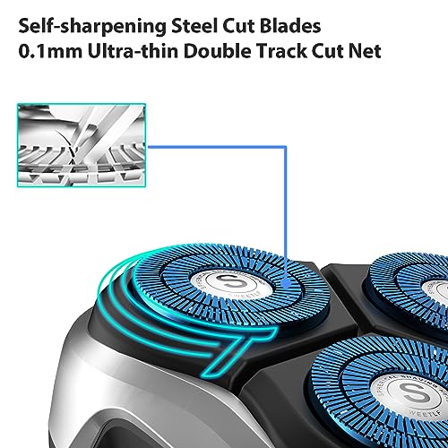 SweetLF 3 Pcs Replacement Shaver Head Blade Cutters IPX7 Waterproof Electric Razor Wet & Dry 3D Men¡¯s Rotary Shaver (Blue)