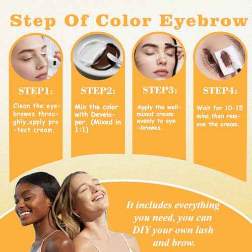 Brown Eyebrow Color Kit with Natural Result Black Lash Color Kit for Professional and Home Use