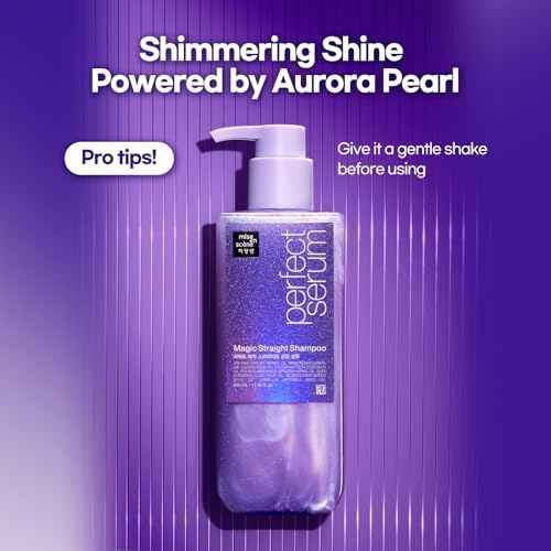 Mise En Scene Perfect Serum Magic Straight Shampoo | Anti-Frizz, Heat Protectant, Hair Straightener Effect, Korean Shampoo for Frizz Control, Shine and Smoothing 17.92 Fl Oz